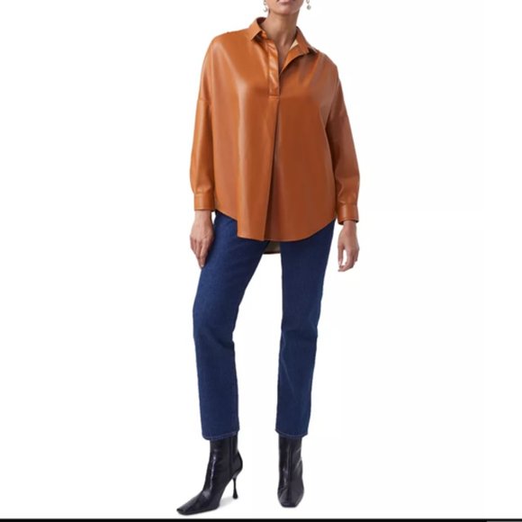 FRENCH CONNECTION Crolenda Faux Leather Shirt - Picture 3 of 14